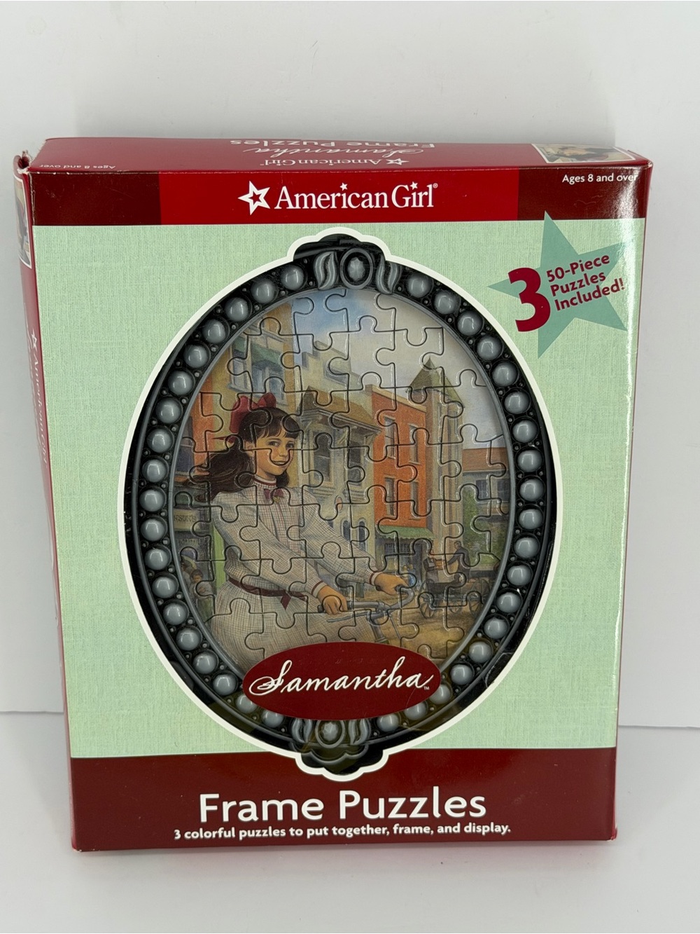Vintage American Girl Doll Samantha Frame Puzzle Box Set of 3 Puzzles & Frame